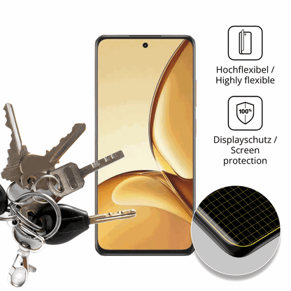 dipos Displayschutz für Realme Narzo 90 5G, transparente Oberfläche, perfekte Passform auch für die Rundungen