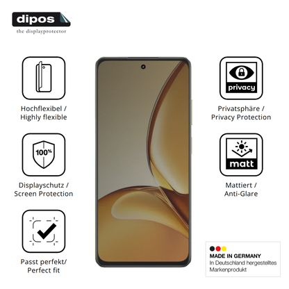 Flexible TPU-Folie passend zugeschnitten für Realme Narzo 90 5G, mit Privatsphäre-Schutz durch Sichtschutz-Folie