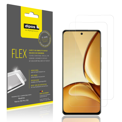 Klare Displayschutzfolie von dipos passend für Realme Narzo 90 Pro 5G, 100% Displayabdeckung und blasenfreie Montage