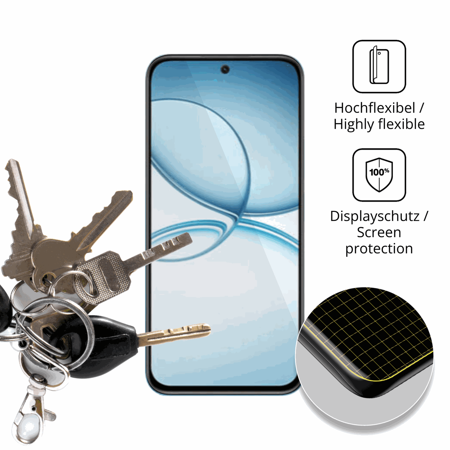 dipos Displayschutz für Realme Narzo 90X, transparente Oberfläche, geringe Dicke und perfekte Passform