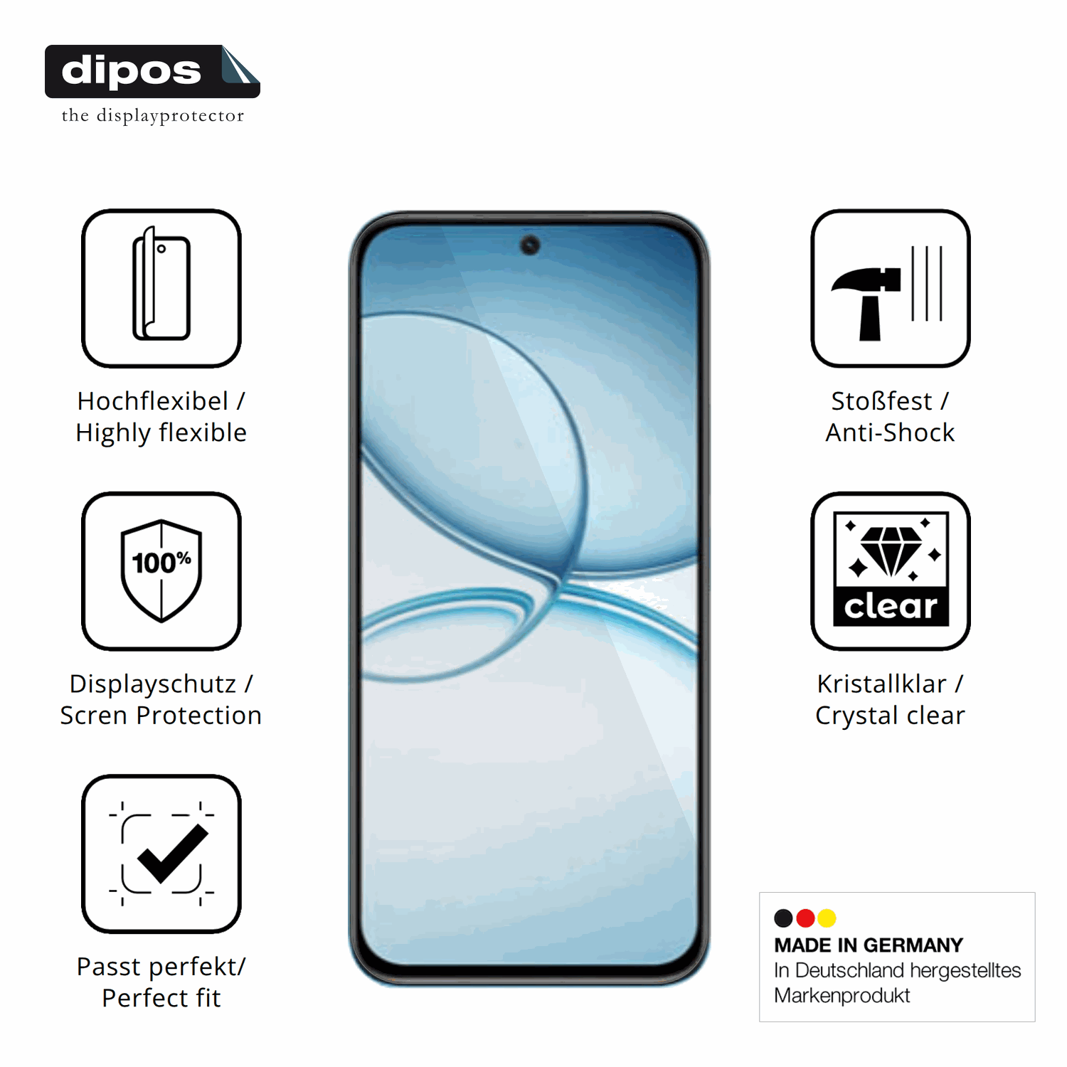 Displayschutz hergestellt in Deutschland, höchste Qualität made in Germany
