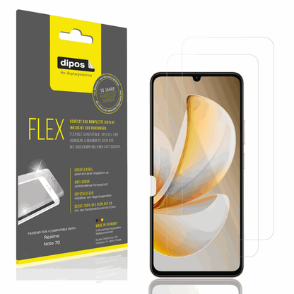 Klare Displayschutzfolie von dipos passend für Realme Note 70, 100% Displayabdeckung und blasenfreie Montage