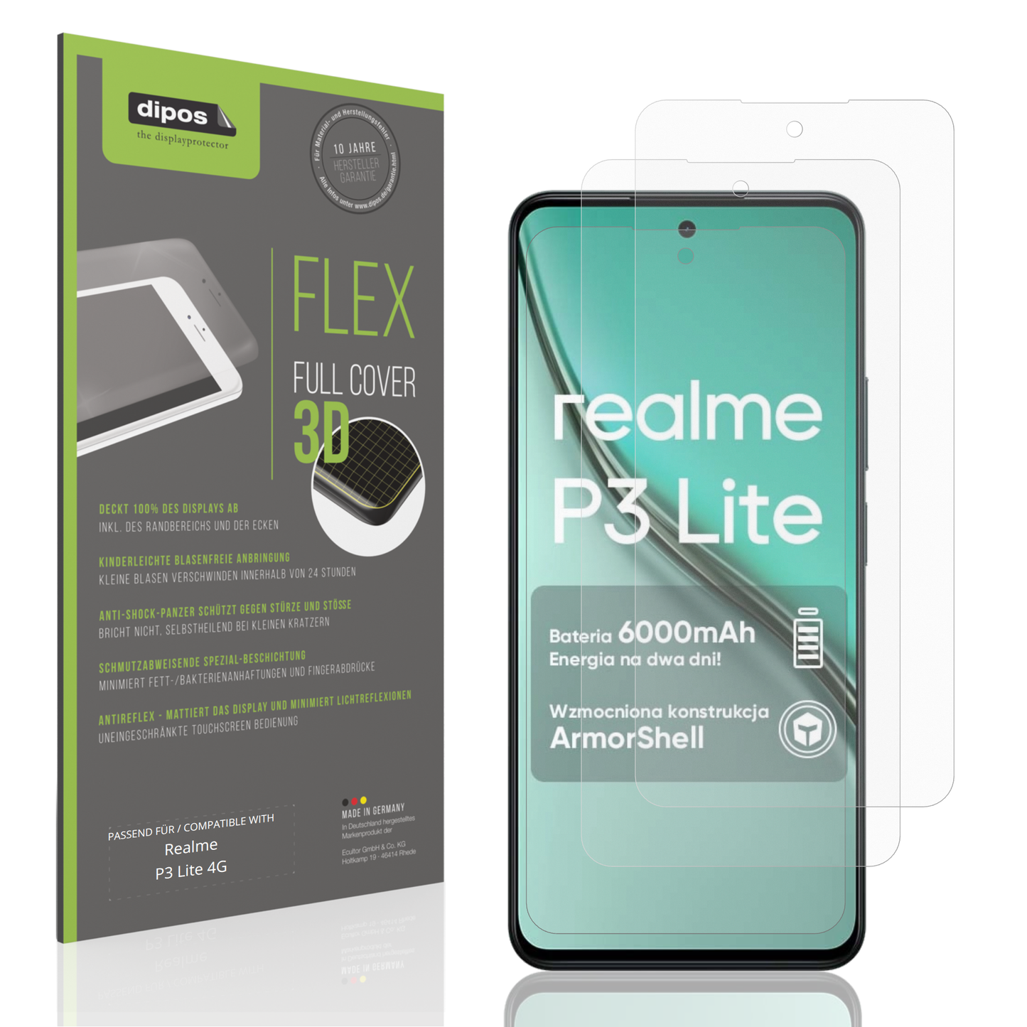 2x Full Cover Schutzfolie matt für Realme P3 Lite 4G