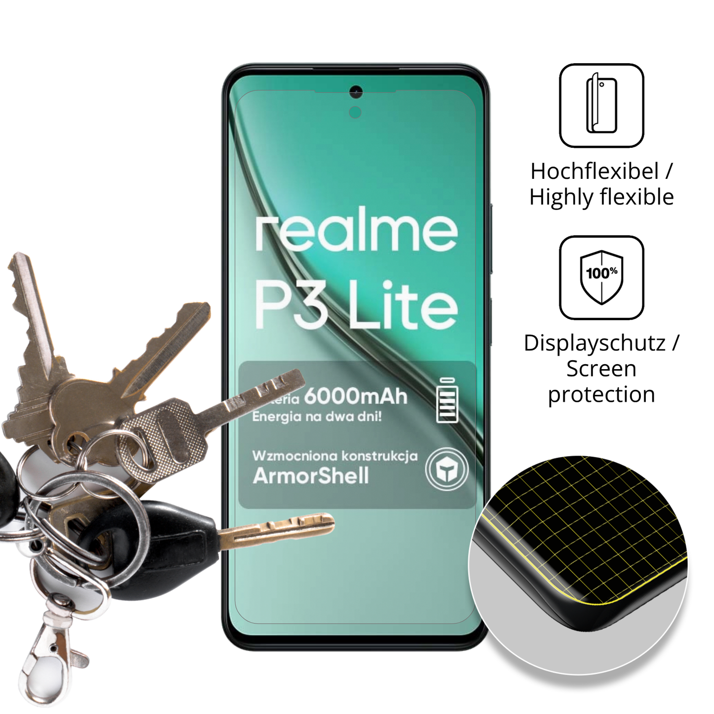 2x Full Cover Schutzfolie matt für Realme P3 Lite 4G
