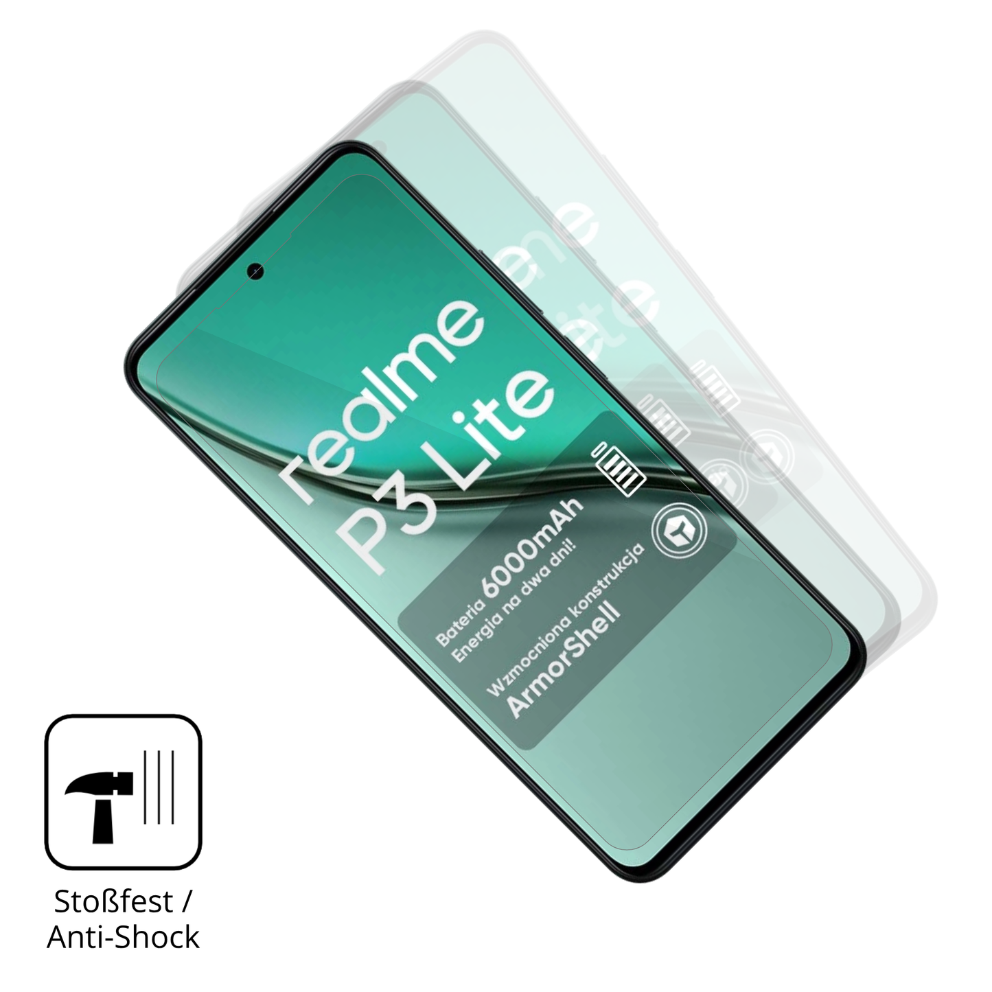 2x 3D Full Cover Schutzfolie für Realme P3 Lite 4G