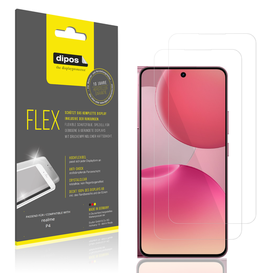 Klare Displayschutzfolie von dipos passend für realme P4, 100% Displayabdeckung und blasenfreie Montage