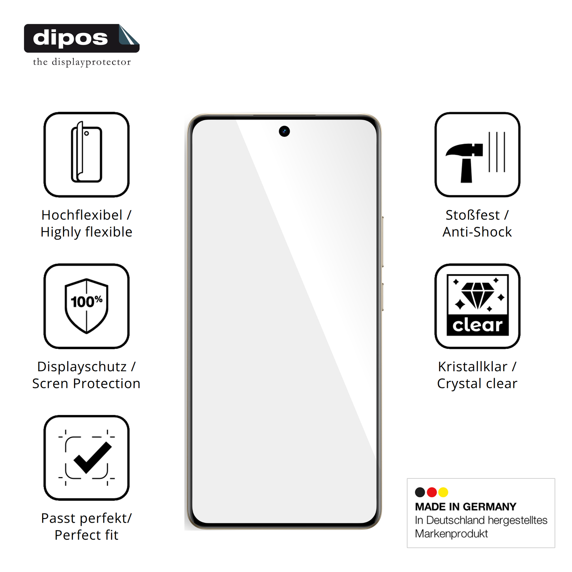Displayschutz hergestellt in Deutschland, höchste Qualität made in Germany