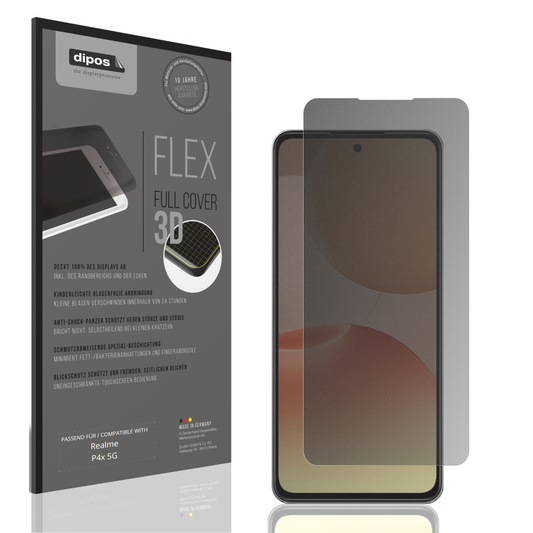 Blickschutzfolie von dipos passend für Realme P4x 5G, 100% Displayabdeckung und blasenfreie Montage