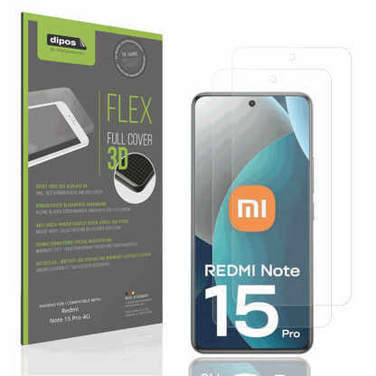 Matte Displayschutzfolie von dipos passend für Redmi Note 15 Pro 4G, 100% Displayabdeckung und blasenfreie Montage