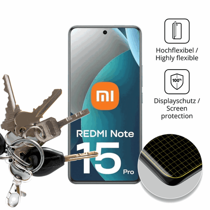 dipos Displayschutz für Redmi Note 15 Pro 4G, transparente Oberfläche, perfekte Passform auch für die Rundungen