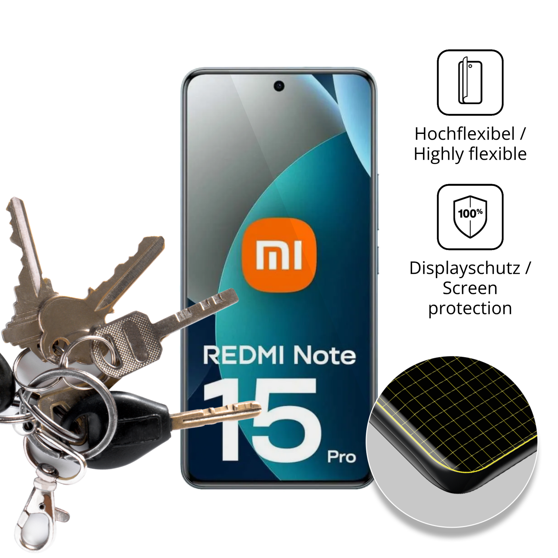 dipos Displayschutz für Redmi Note 15 Pro 4G, transparente Oberfläche, geringe Dicke und perfekte Passform