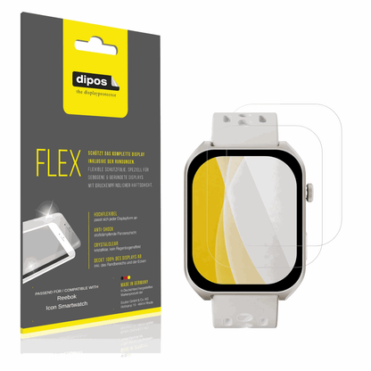 Klare Displayschutzfolie von dipos passend für Reebok Icon Smartwatch, 100% Displayabdeckung und blasenfreie Montage