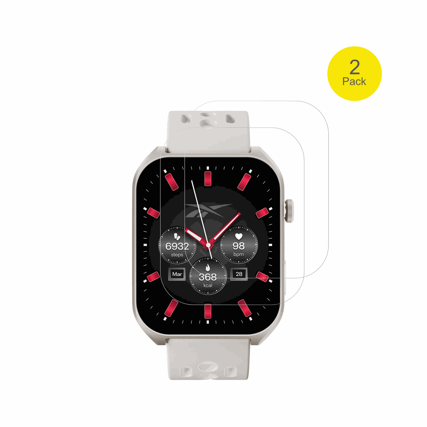 ReebokIcon Smartwatch mit aufgebrachter dipos Displayschutzfolie, glasklare Darstellung ohne Einschränkungen