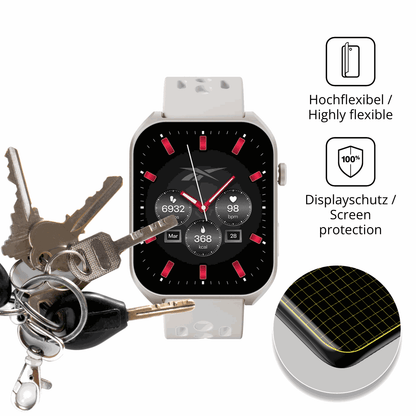 dipos Displayschutz für Reebok Icon Smartwatch, transparente Oberfläche, geringe Dicke und perfekte Passform
