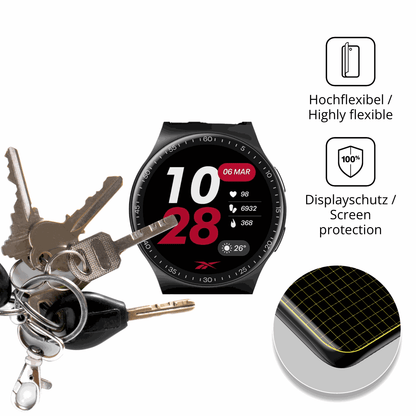 dipos Displayschutz für Reebok Pulse Smartwatch, transparente Oberfläche, geringe Dicke und perfekte Passform