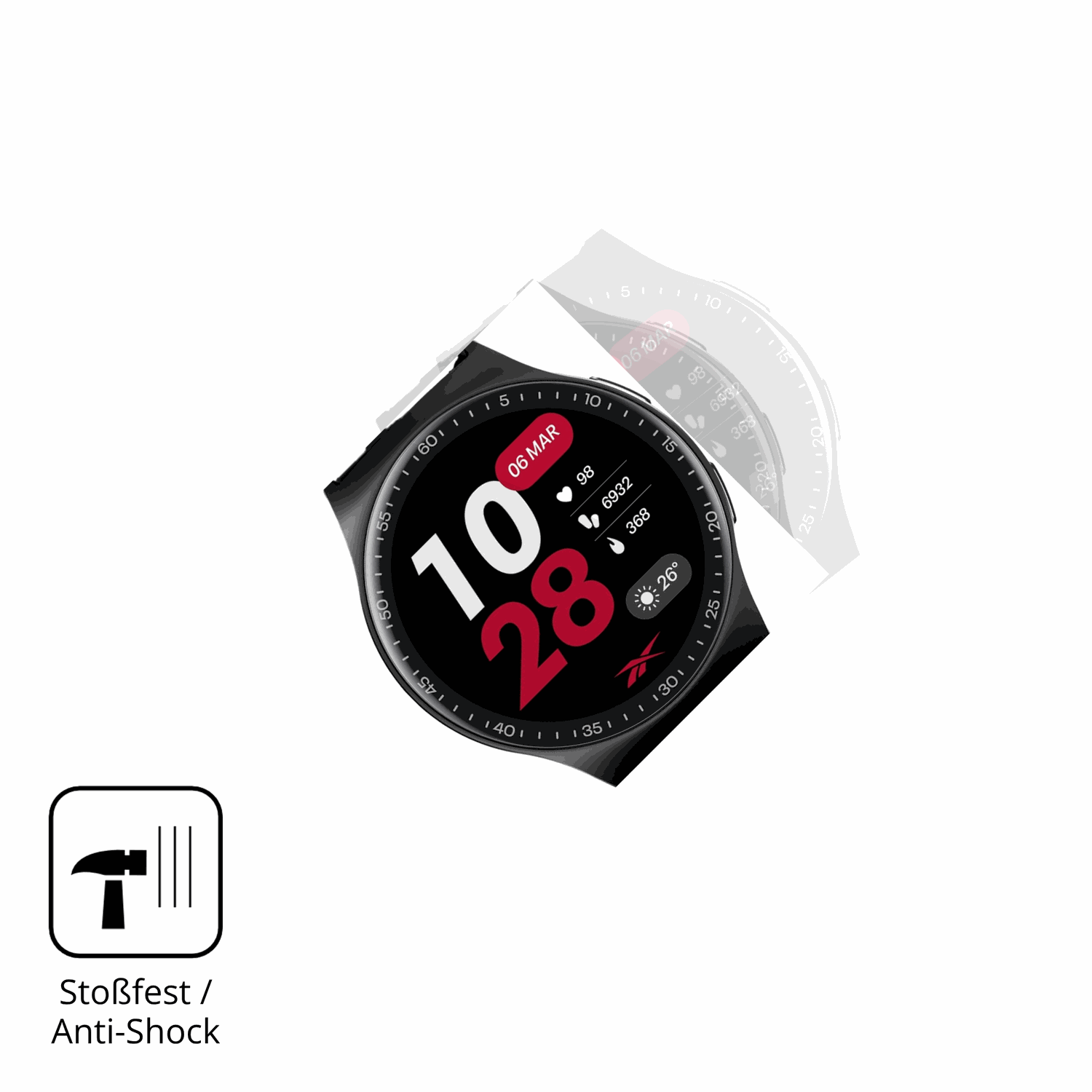Schutz gegen Kratzer auf dem Reebok Pulse Smartwatch Glas durch Schlüssel oder Ähnliches