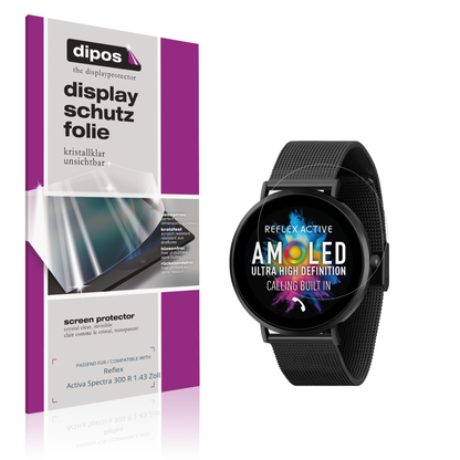Klare Displayschutzfolie von dipos passend für reflexactiva spectra 300 r 1.43 zoll, präziser Zuschnitt und blasenfrei montiert