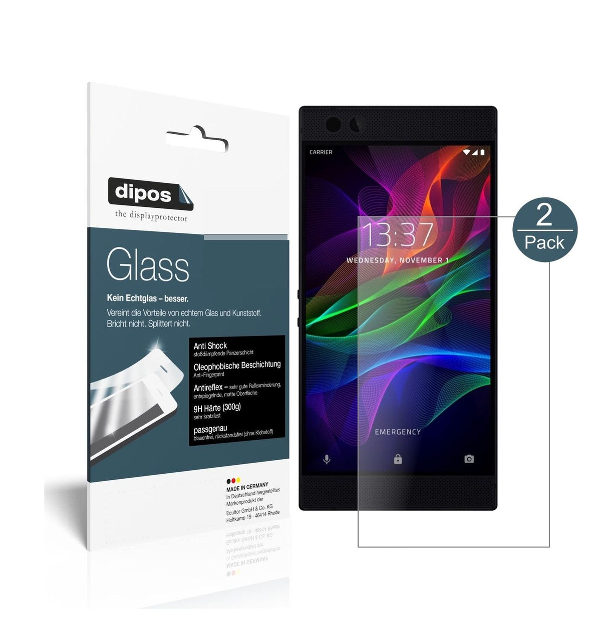 1x 9H Schutzfolie matt für Razer Phone Panzerfolie