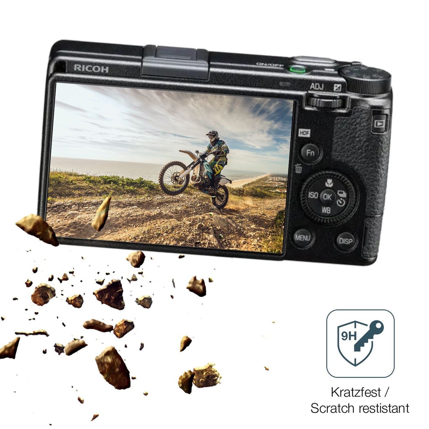 dipos Displayschutz für RICOH GR IIIx HDF, mattierte Oberfläche, robuste Festigkeit und perfekte Passform