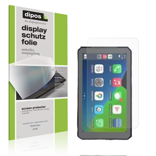 Matte Displayschutzfolie von dipos passend für RiderNav R7M, präziser Zuschnitt und blasenfrei montiert