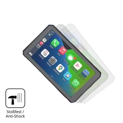 Schutz gegen Kratzer auf dem RiderNav R7M Glas durch Schlüssel, Stöße gegen die Tischkante oder Stürze