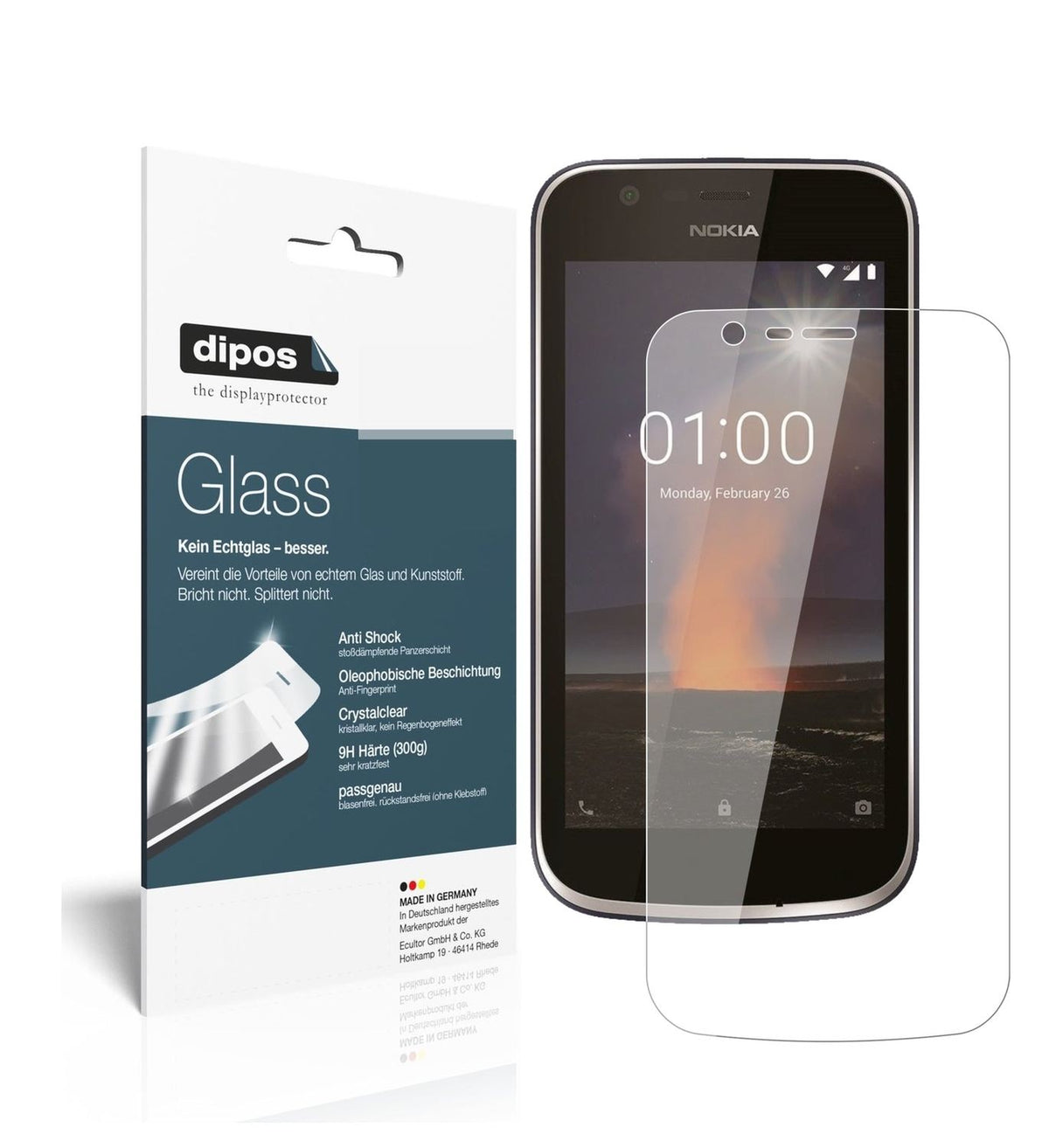 1x 9H Schutzfolie für Nokia 1 Panzerfolie
