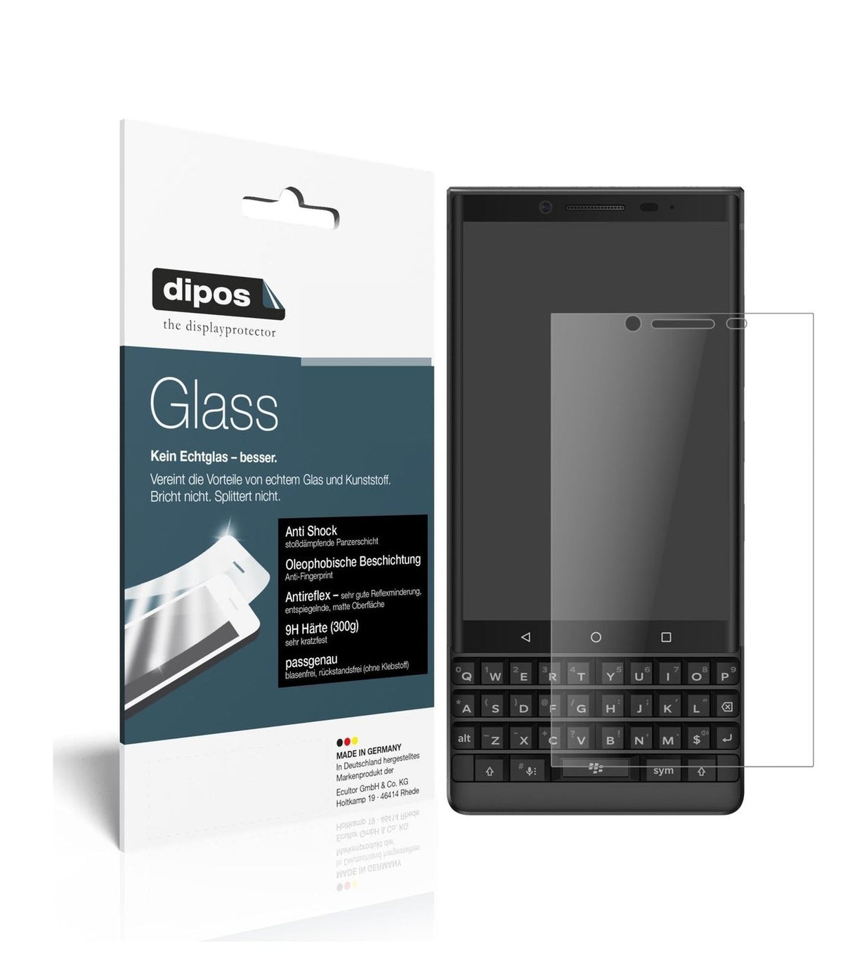 1x 9H Schutzfolie matt für Blackberry Key 2 Panzerfolie