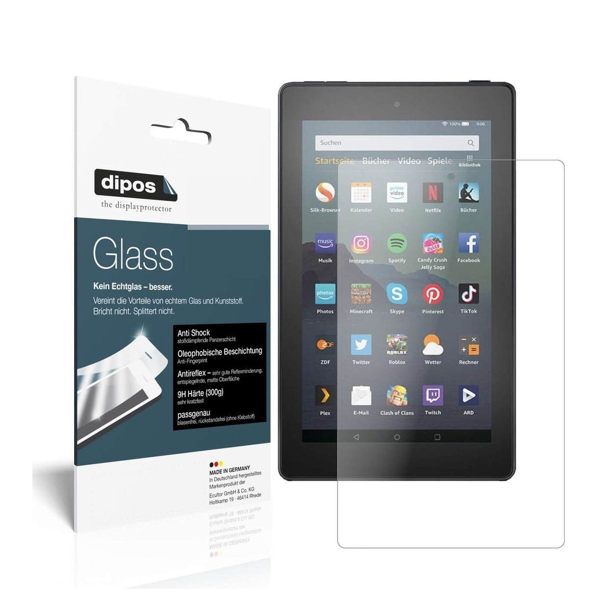 1x 9H Schutzfolie matt für Amazon Fire 7 Tablet Kids Edition (2019) Panzerfolie