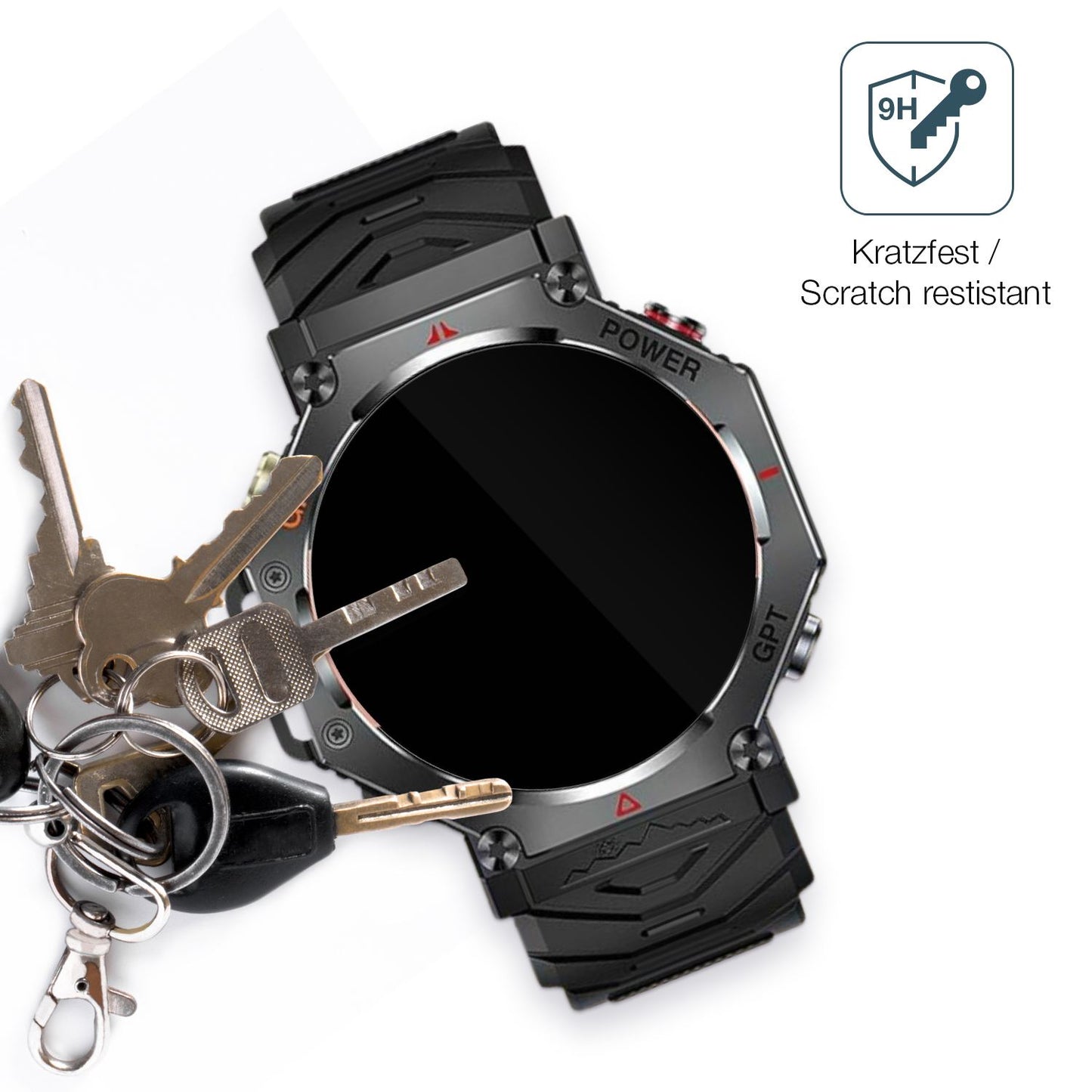 dipos Displayschutz für Rmana KC91 1.39 Zoll, transparente Oberfläche, perfekte Passform auch für die Rundungen