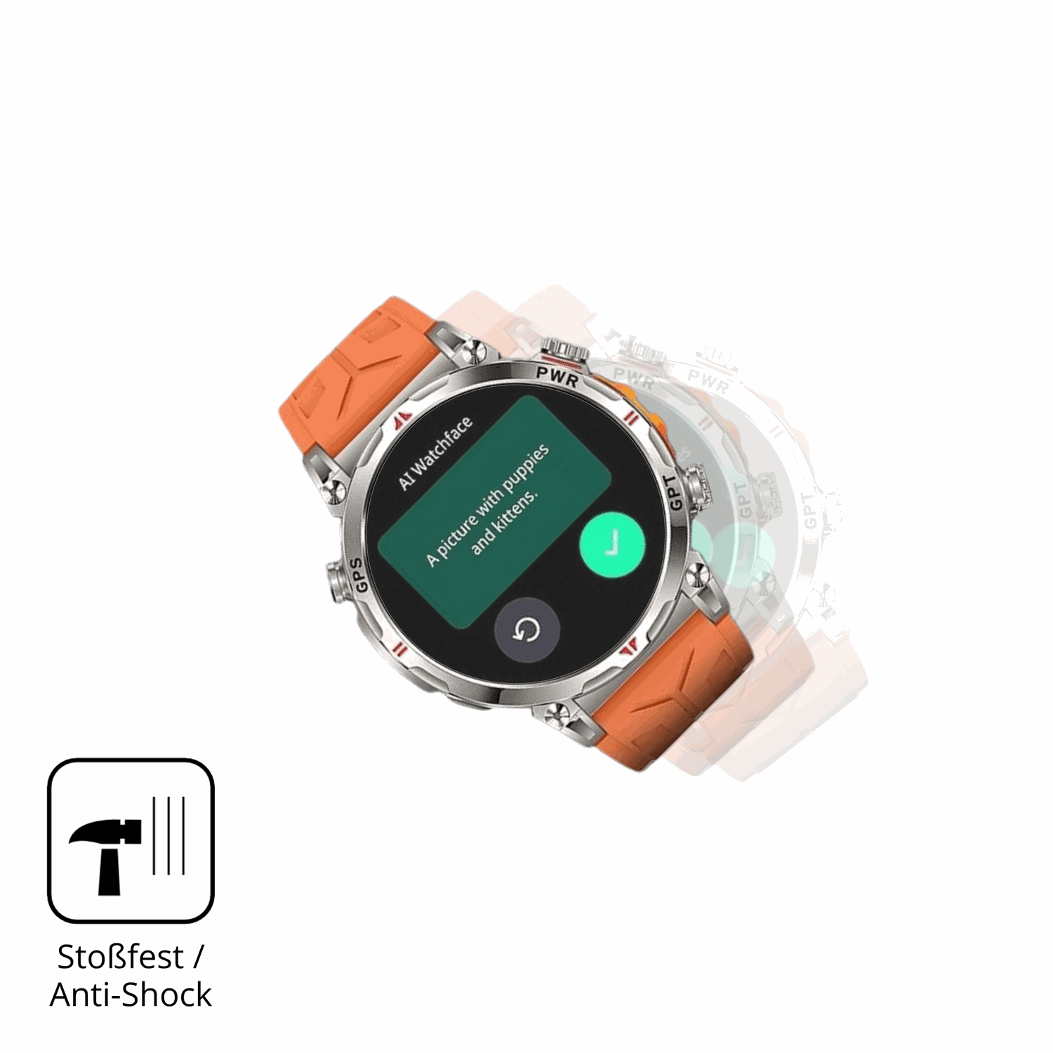 Schutz gegen Kratzer auf dem Rmana Militär Smartwatch 1.6 Zoll Glas durch Schlüssel, Stöße gegen die Tischkante oder Stürze