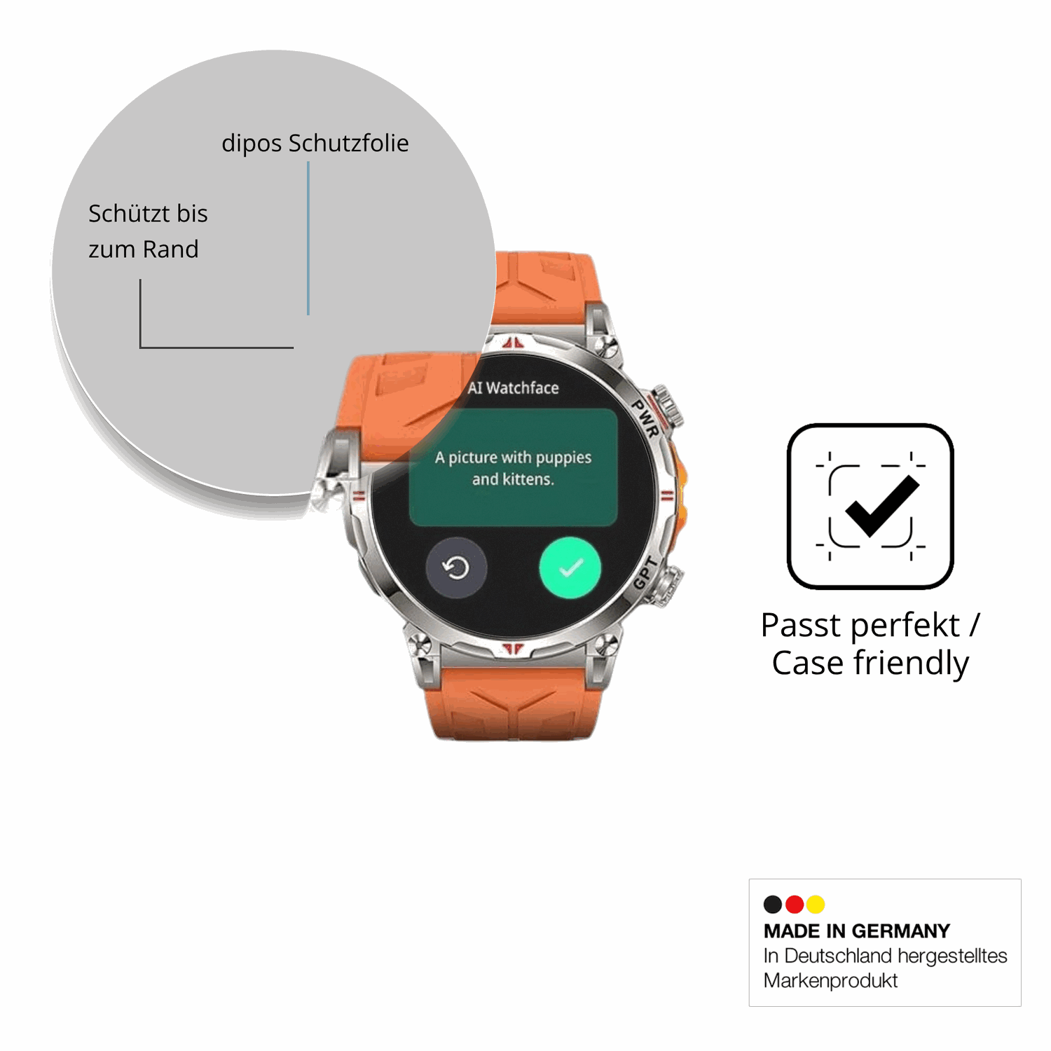 Schutzglasfolie mit optimaler Passform, zur Verwendung mit Hüllen geeignet