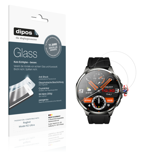 Klare Displayschutzfolie von dipos passend für Rogbid Model R2 Ultra, 9H kratzfest und blasenfrei montiert
