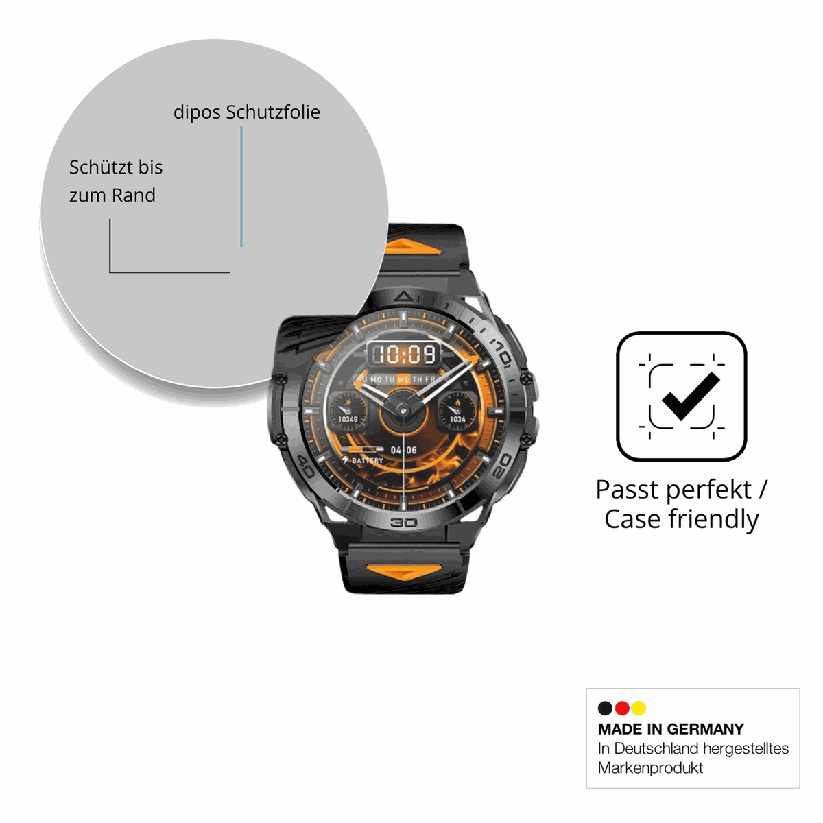 Schutzglasfolie mit optimaler Passform, zur Verwendung mit Hüllen geeignet