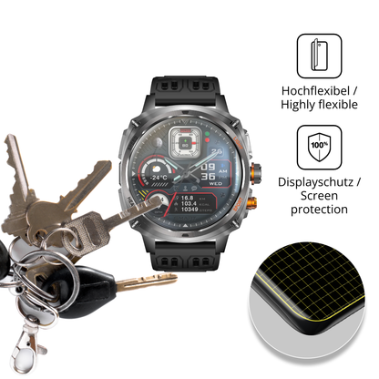 dipos Displayschutz für rogbidtitan v 1.75 zoll, transparente Oberfläche, perfekte Passform auch für die Rundungen