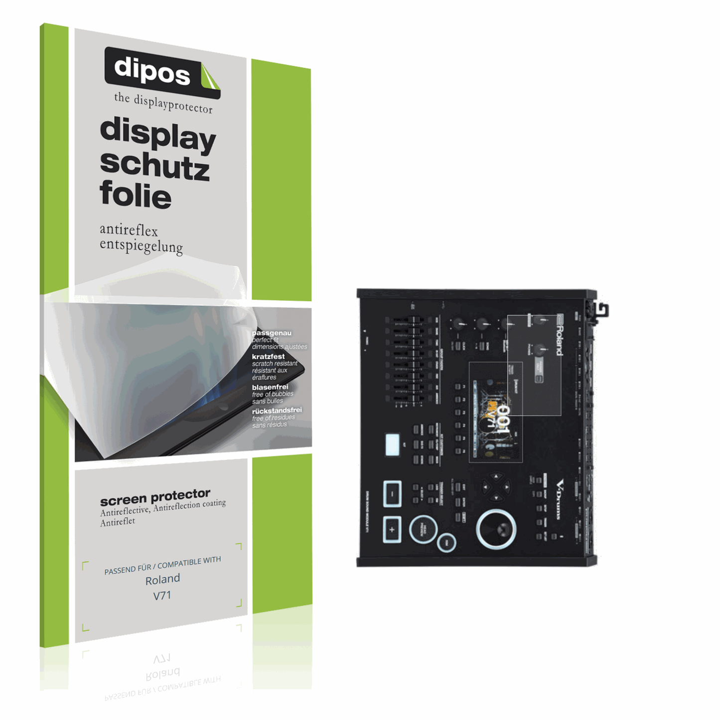 Matte Displayschutzfolie von dipos passend für Roland V71, präziser Zuschnitt und blasenfrei montiert