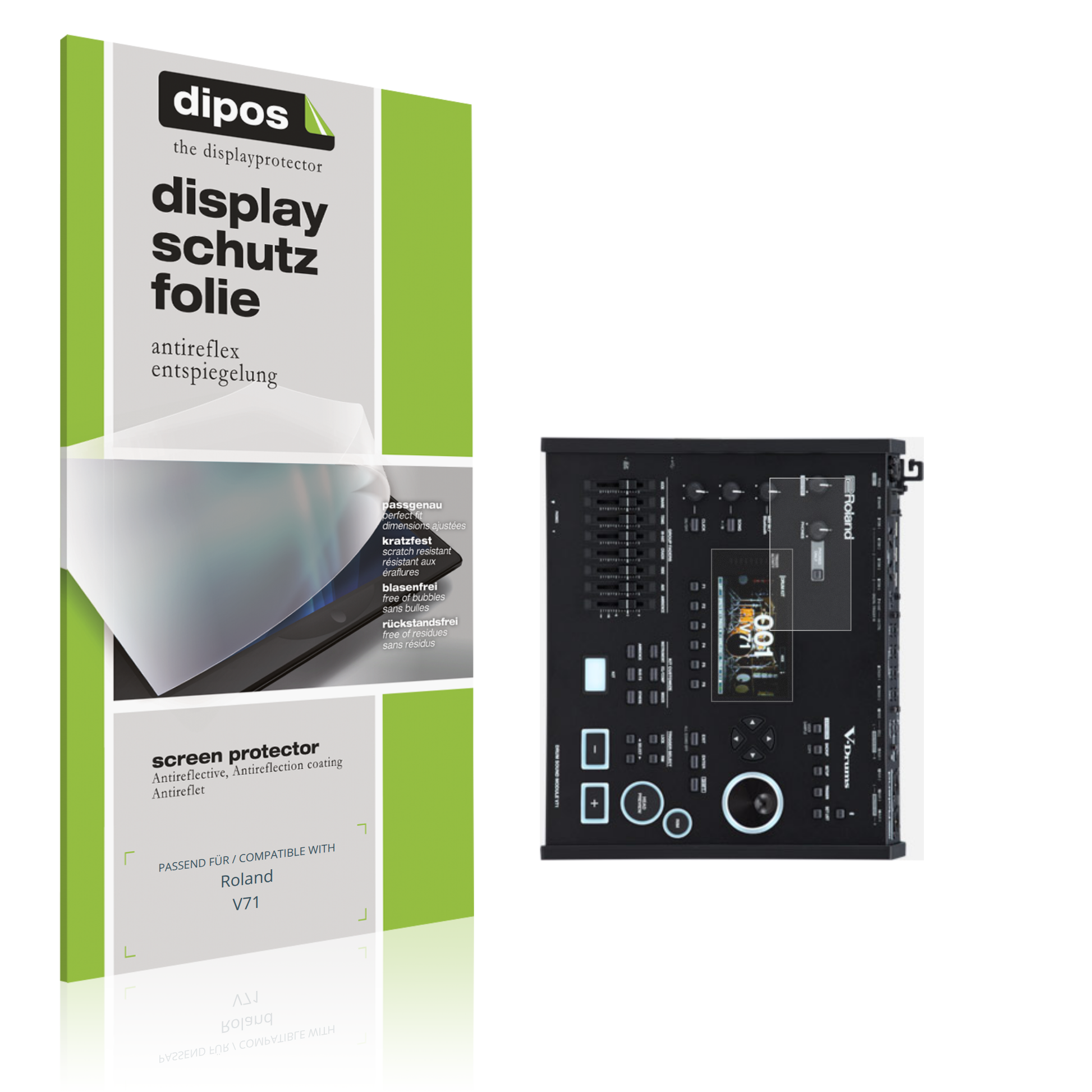 Matte Displayschutzfolie von dipos passend für Roland V71, präziser Zuschnitt und blasenfrei montiert
