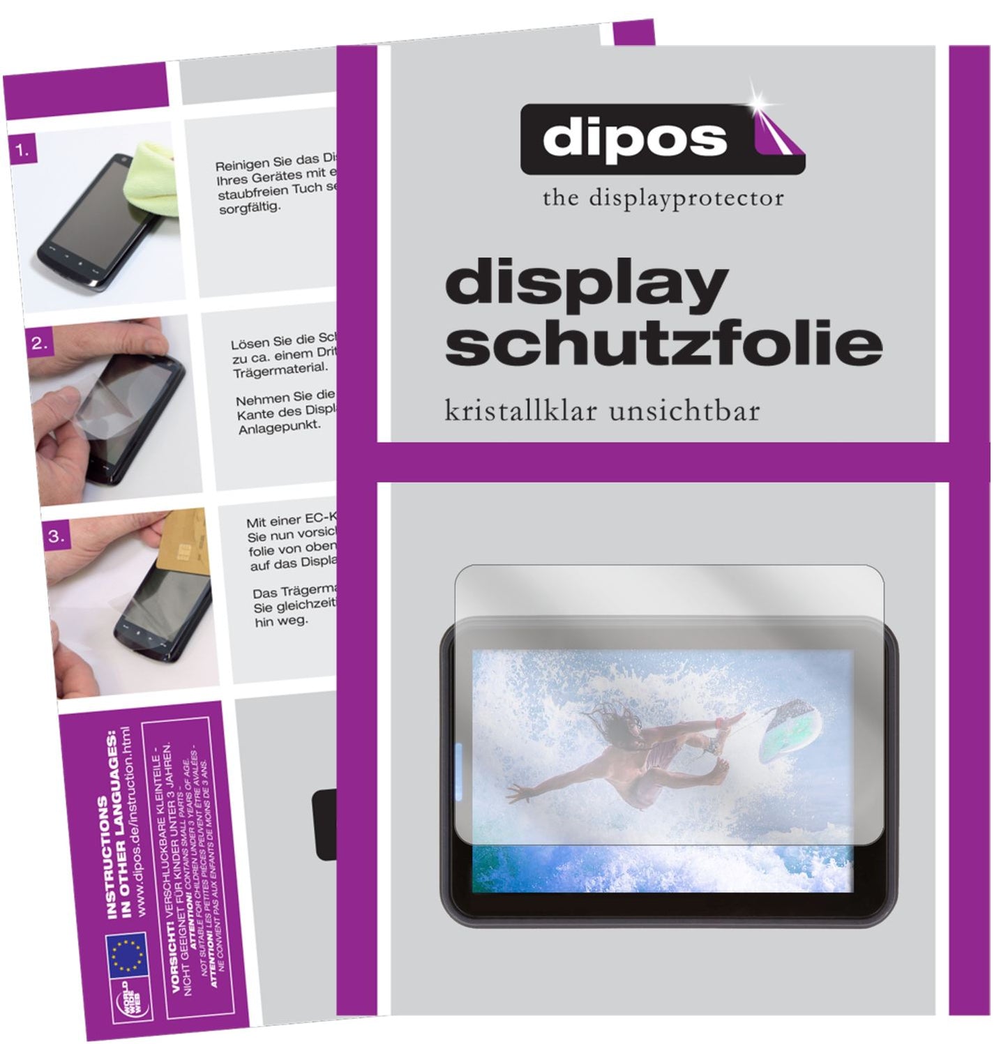 Klare Displayschutzfolie von dipos passend für Rollei 560 Touch, präziser Zuschnitt und blasenfrei montiert