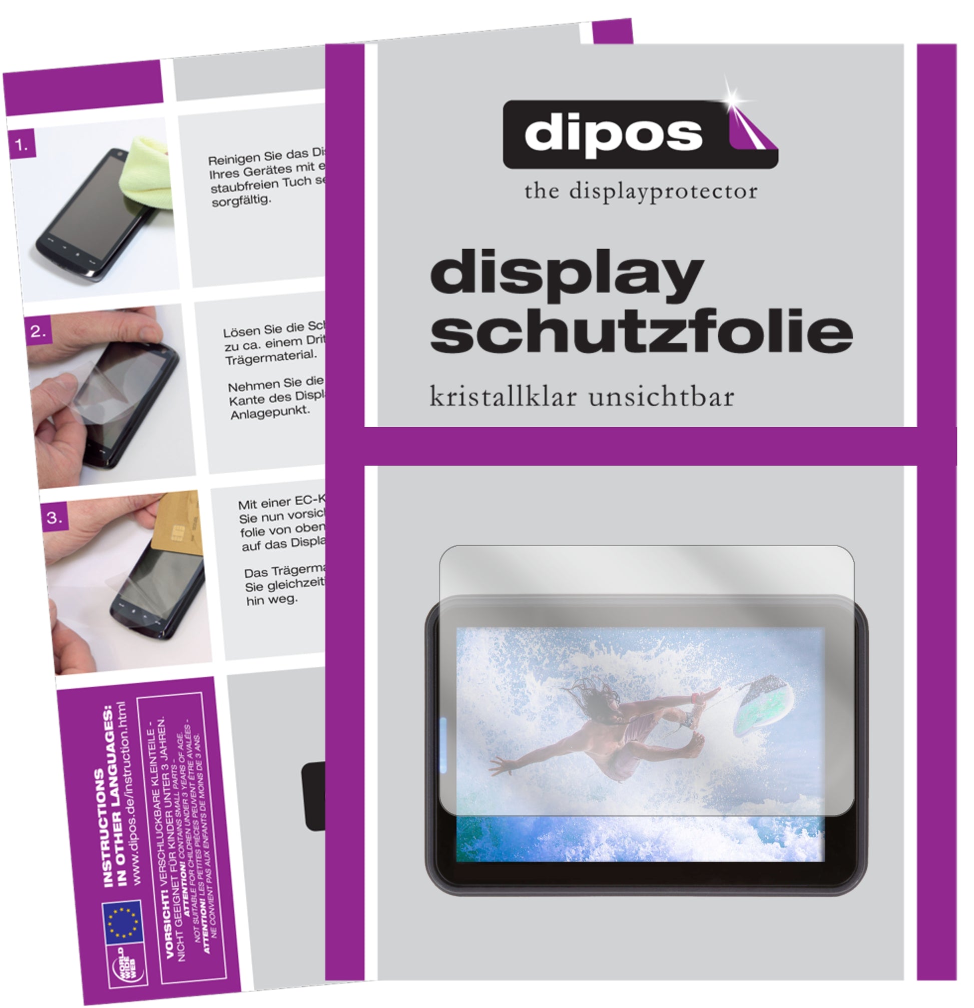 Klare Displayschutzfolie von dipos passend für Rollei 560 Touch, präziser Zuschnitt und blasenfrei montiert
