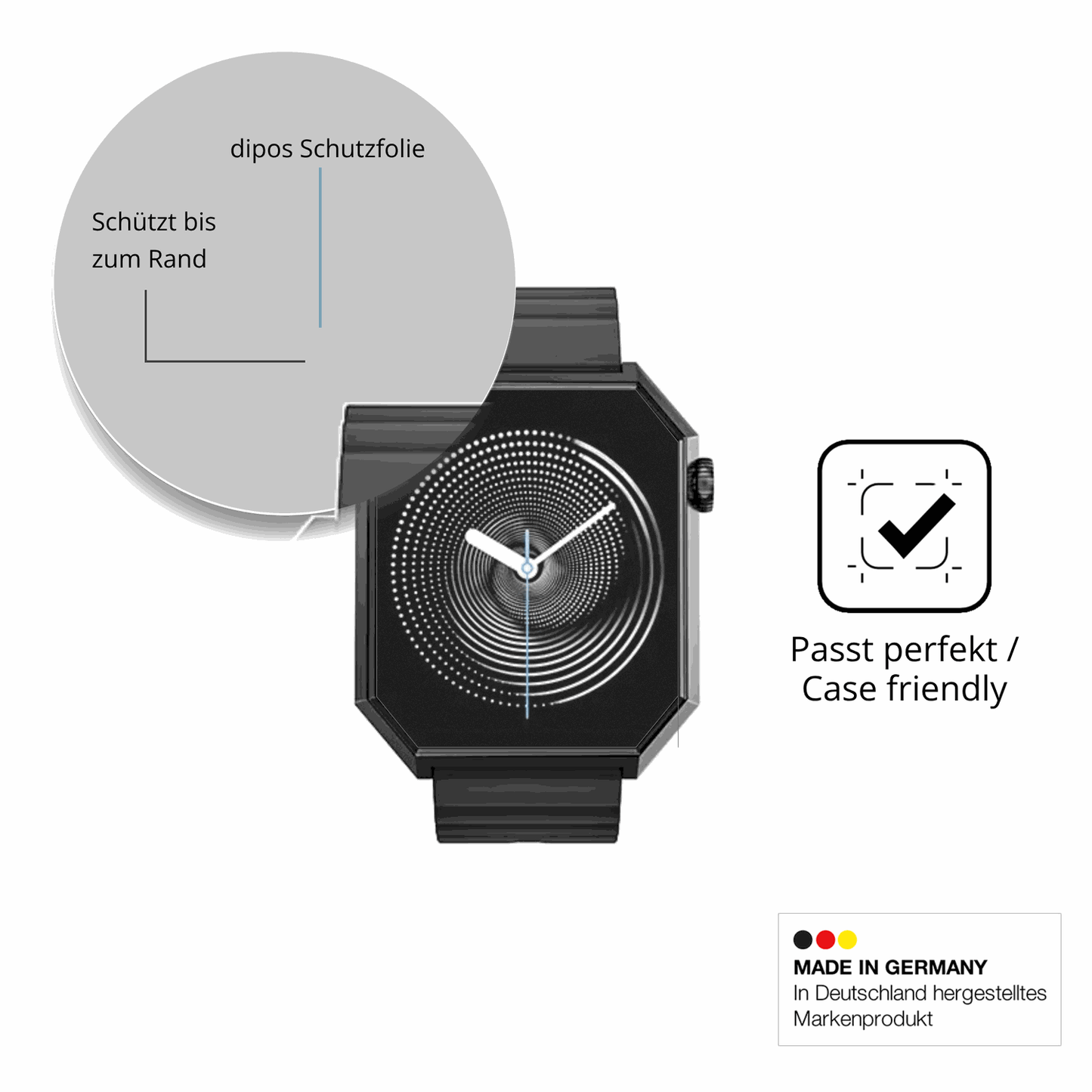 Schutzglasfolie mit optimaler Passform, zur Verwendung mit Hüllen geeignet