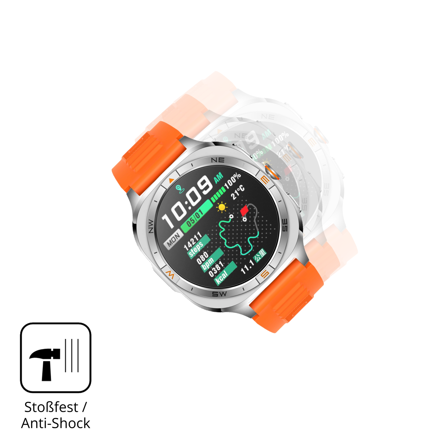 Schutz gegen Kratzer auf dem Rollme GT5S Glas durch Schlüssel, Stöße gegen die Tischkante oder Stürze