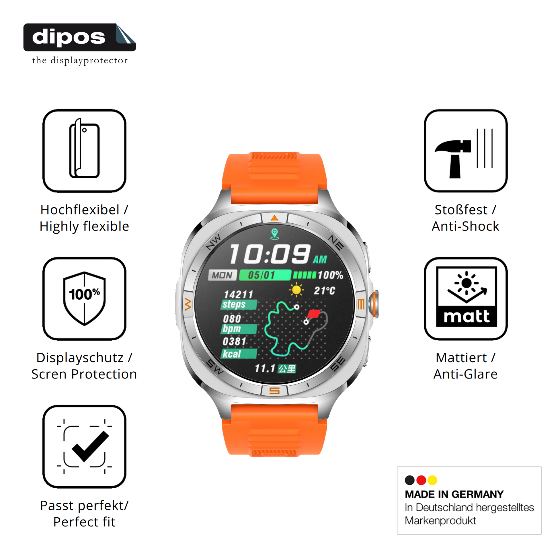 Displayschutz hergestellt in Deutschland, höchste Qualität made in Germany