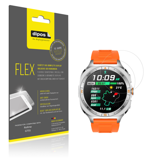 Klare Displayschutzfolie von dipos passend für Rollme GT5S, 100% Displayabdeckung und blasenfreie Montage