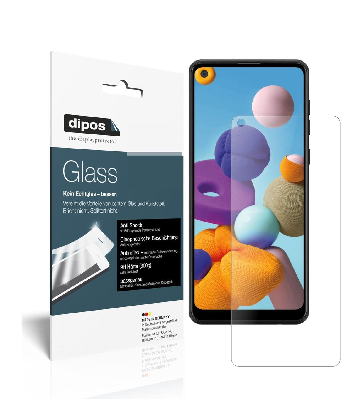 1x 9H Schutzfolie matt für Samsung Galaxy A21 Panzerfolie