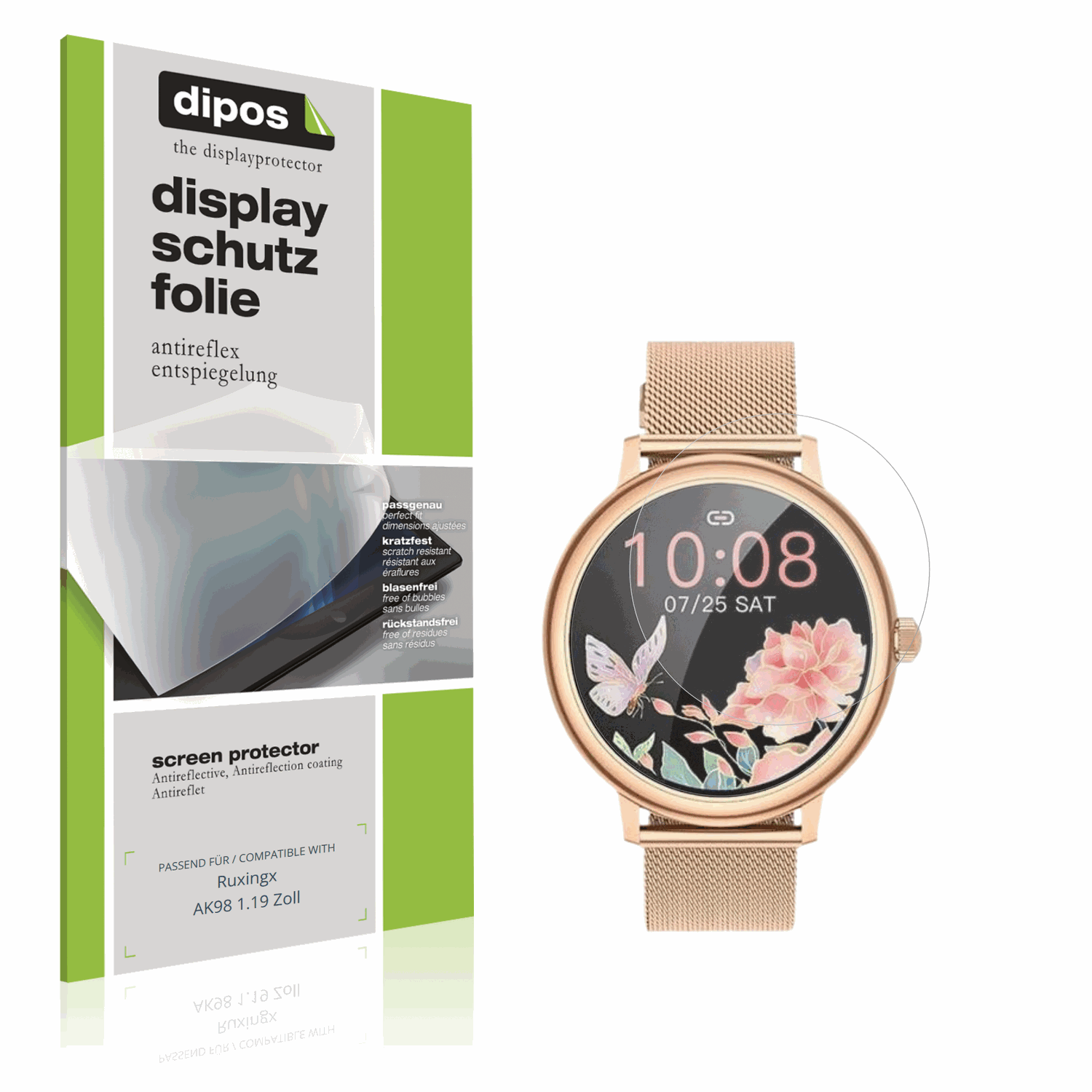 Matte Displayschutzfolie von dipos passend für Ruxingx AK98 1.19 Zoll, präziser Zuschnitt und blasenfrei montiert