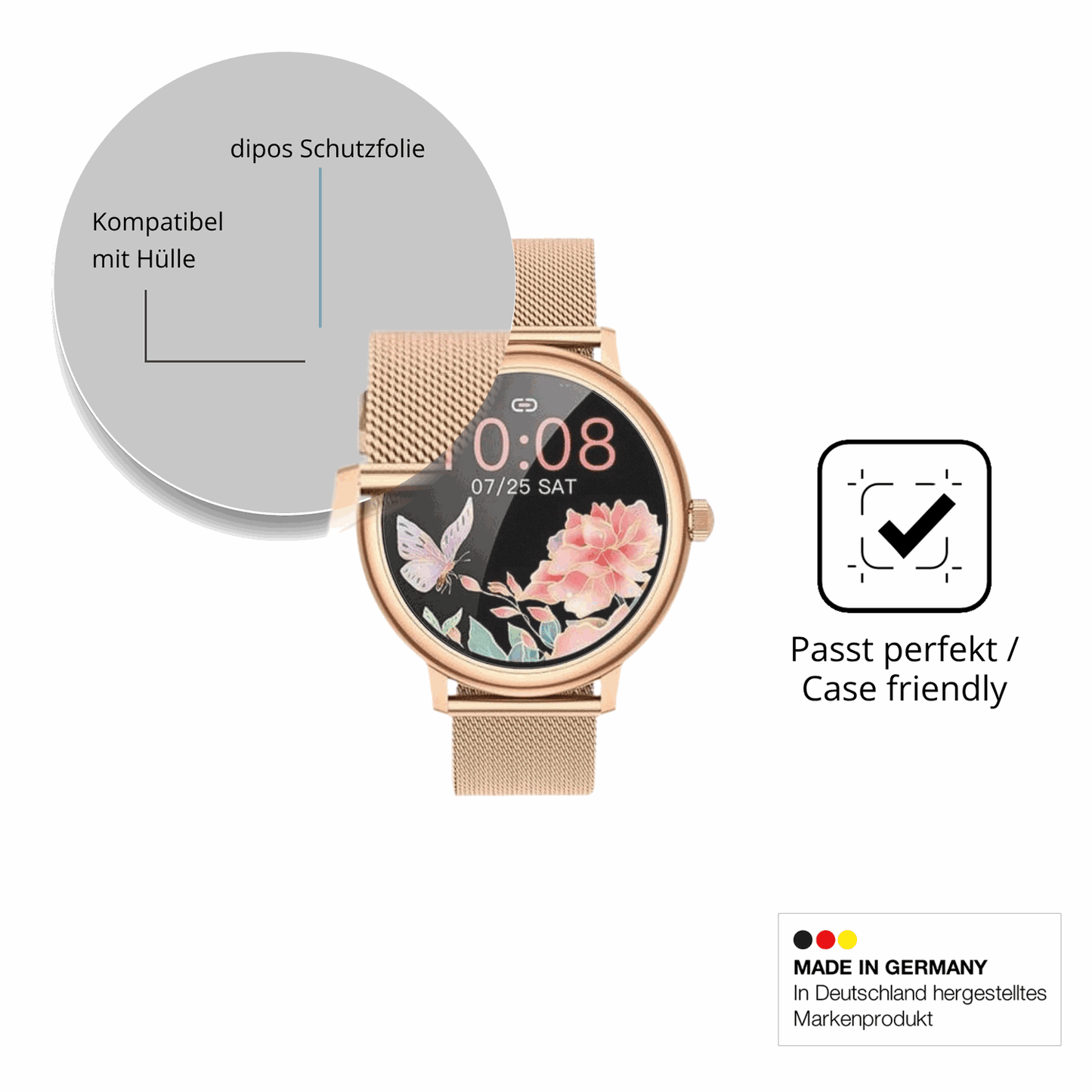 Schutzfolie mit optimaler Passform, zur Verwendung mit Hüllen geeignet
