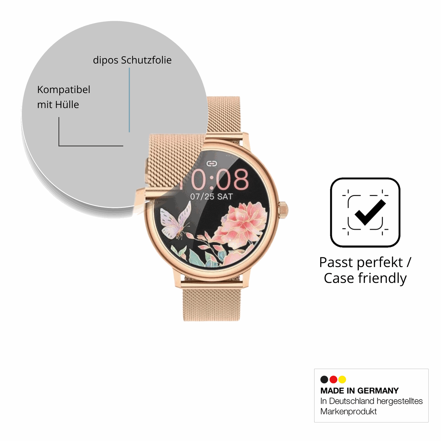 Schutzfolie mit optimaler Passform, zur Verwendung mit Hüllen geeignet