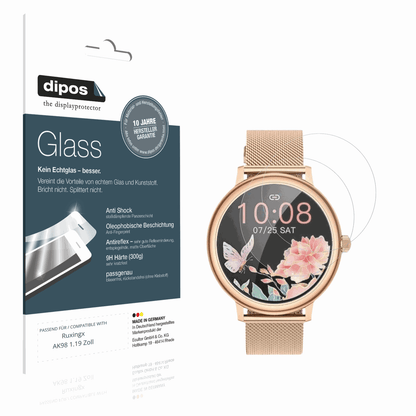 Matte Displayschutzfolie von dipos passend für Ruxingx AK98 1.19 Zoll, 9H kratzfest und blasenfrei montiert