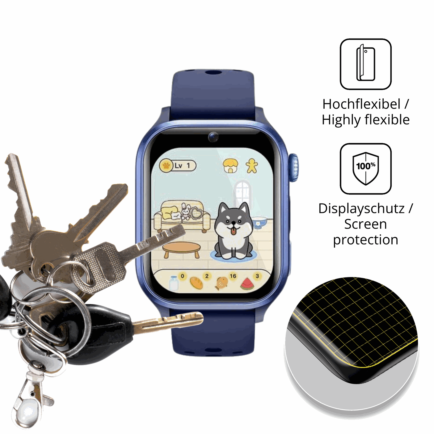 dipos Displayschutz für RUXINGX T12 1.52 Zoll, transparente Oberfläche, geringe Dicke und perfekte Passform