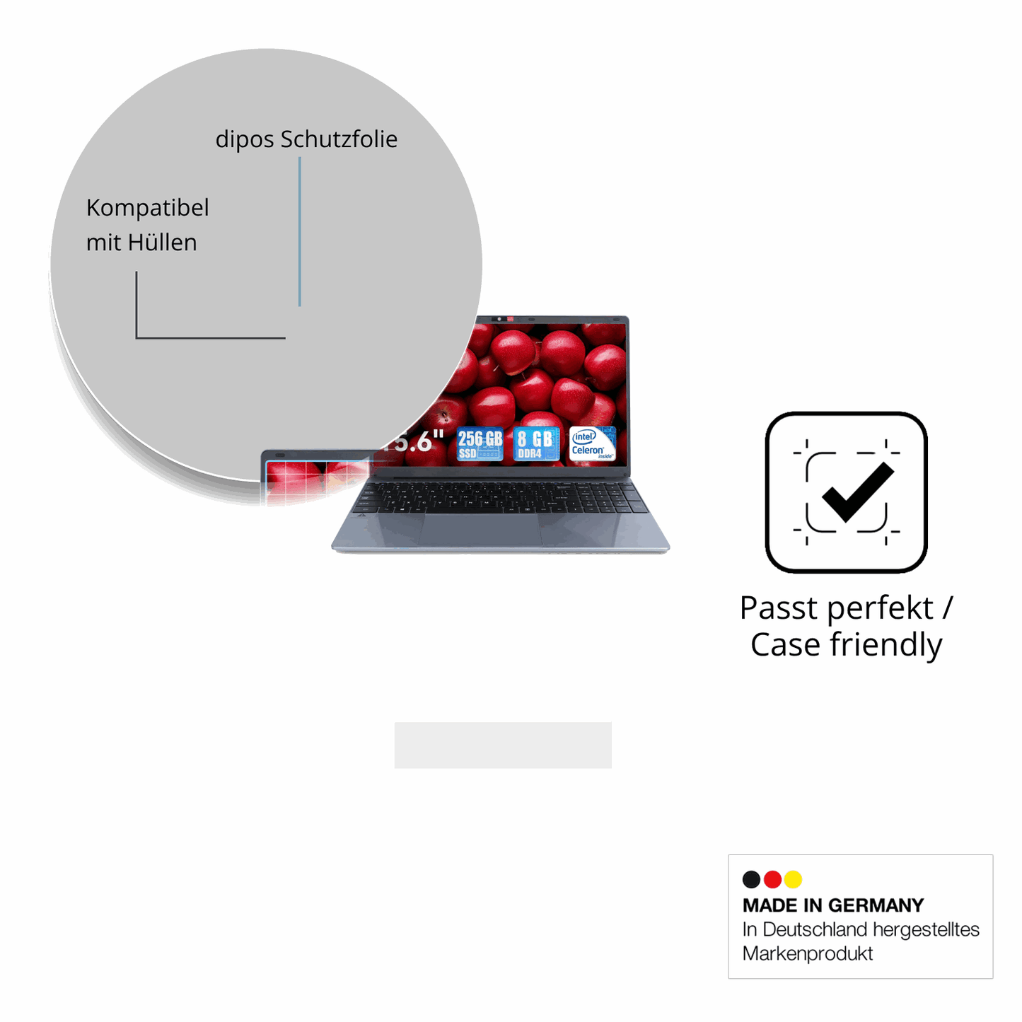 Schutzfolie mit optimaler Passform, zur Verwendung mit Hüllen geeignet