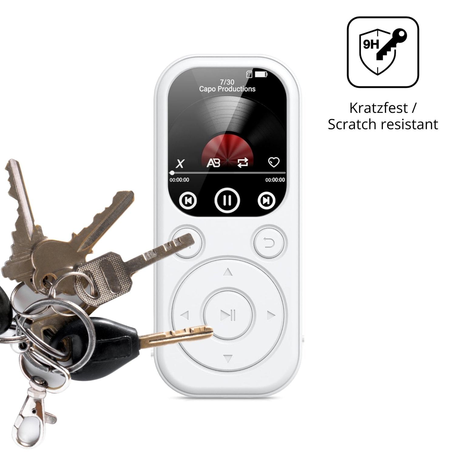 dipos Displayschutz für RWSRW MP301-BS MP3-Player, transparente Oberfläche, perfekte Passform auch für die Rundungen